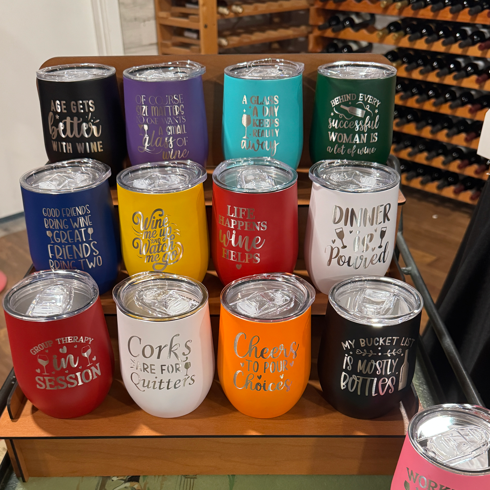 Personalized wine tumblers from JDT Custom Works best sellers