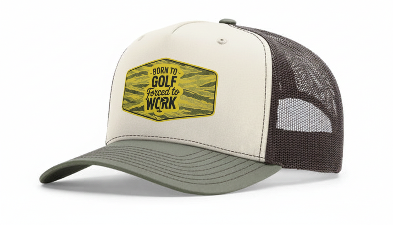 Trucker Style Patch hat - Born to Golf, Forced to Work