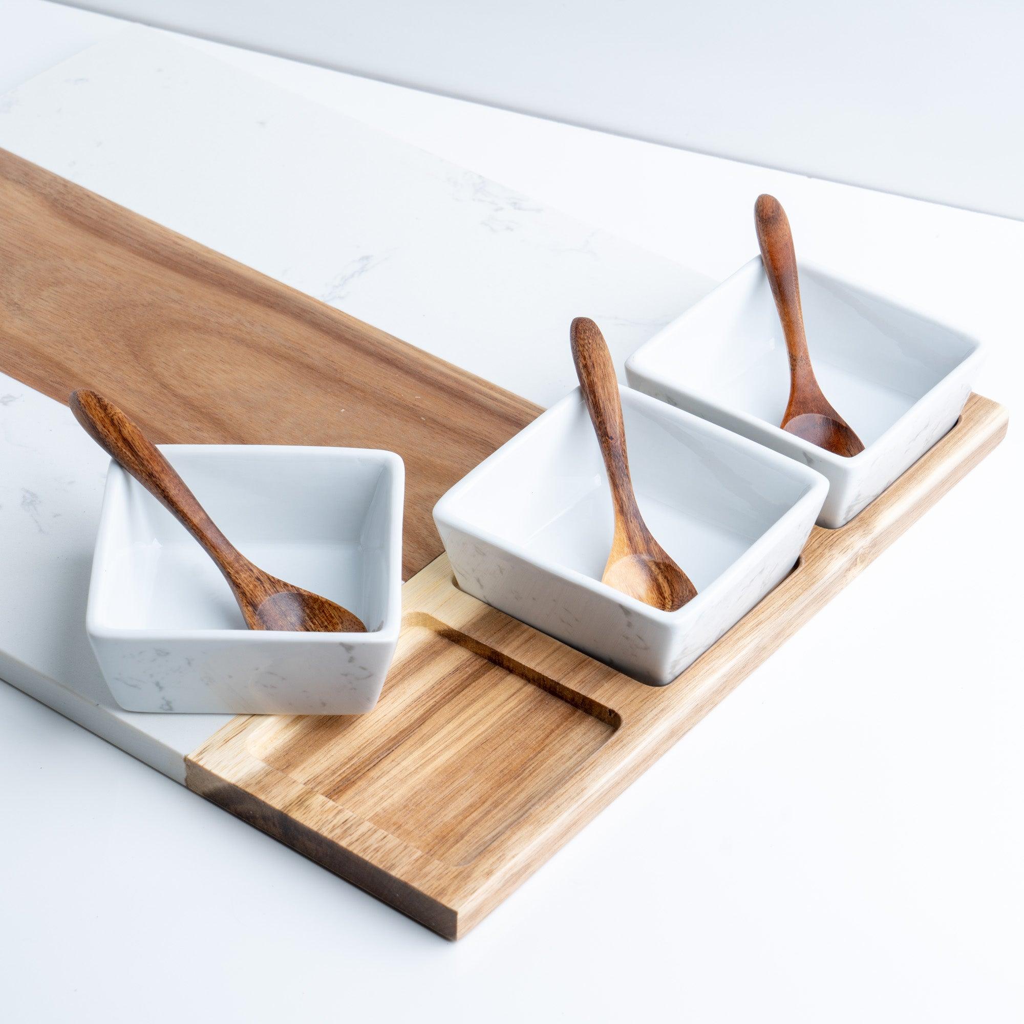 Marble & Acacia Wood Charcuterie Board – Personalized Serving Board Gift