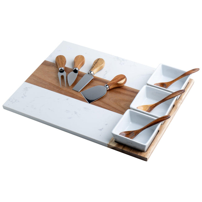 Marble & Acacia Wood Charcuterie Board – Personalized Serving Board Gift