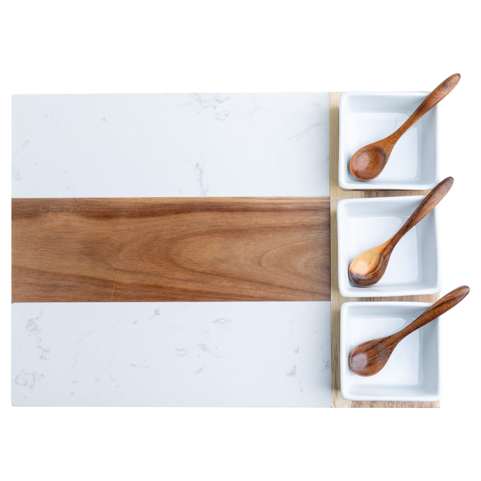 Marble & Acacia Wood Charcuterie Board – Personalized Serving Board Gift